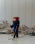 Handmade New England XC Skier Ornament | Midnight Blue