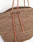 Ponchettes Raffia Bag with Leather Straps