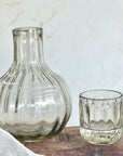 Bedside Water Carafe + Glass Set | Fluted Handblown Glass