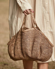 Antibes Rouched Raffia Satchel | Oversized