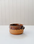 Vintage French Slip Glazed Terracotta Potbelly Bowls