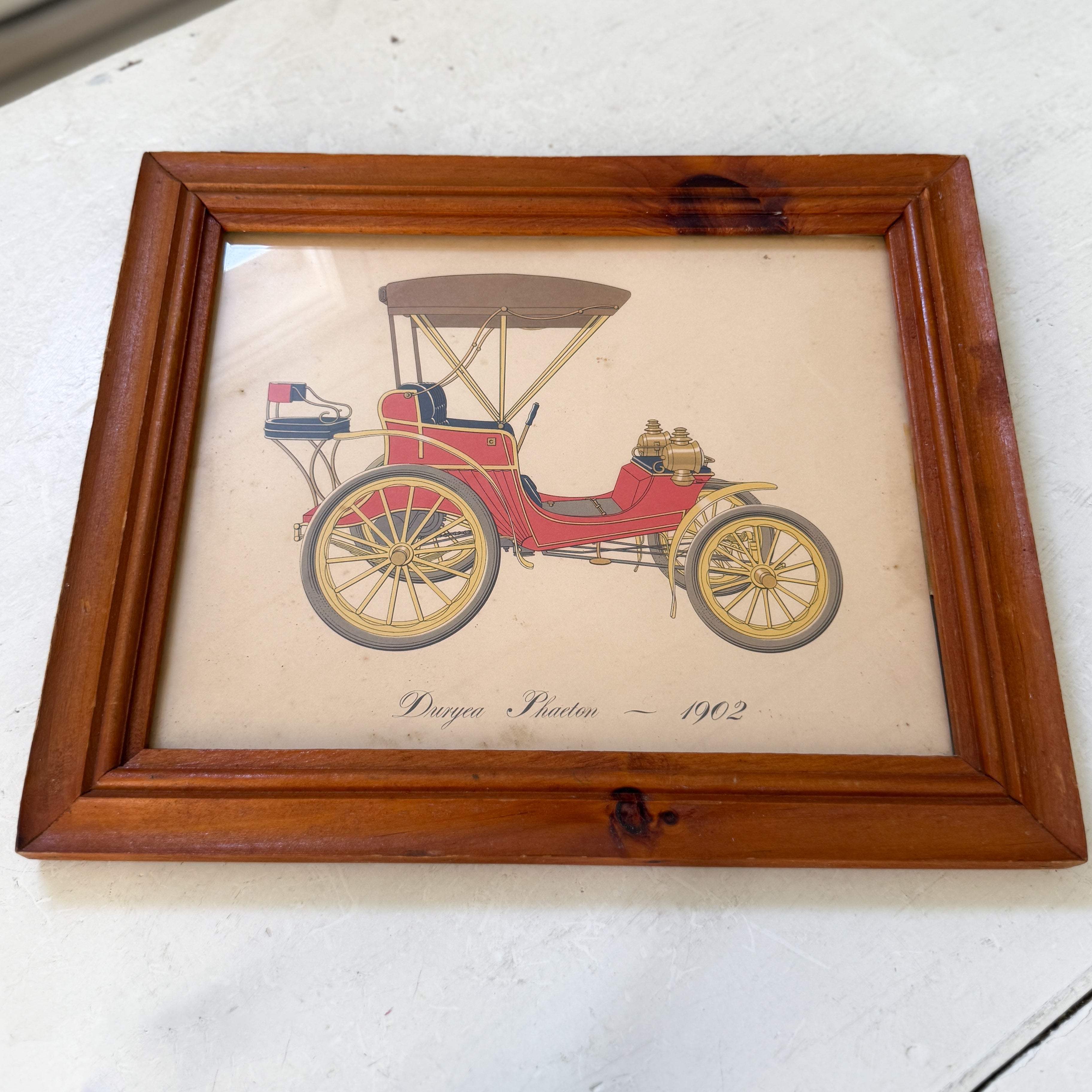 Collection of Framed Vintage Cars circa 1800s &amp; 1900s