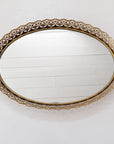 Vintage Gold Mirrored Filigree Vanity Tray | Large