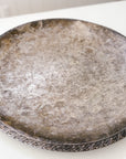 Vintage Antiqued Silver Tray | Round