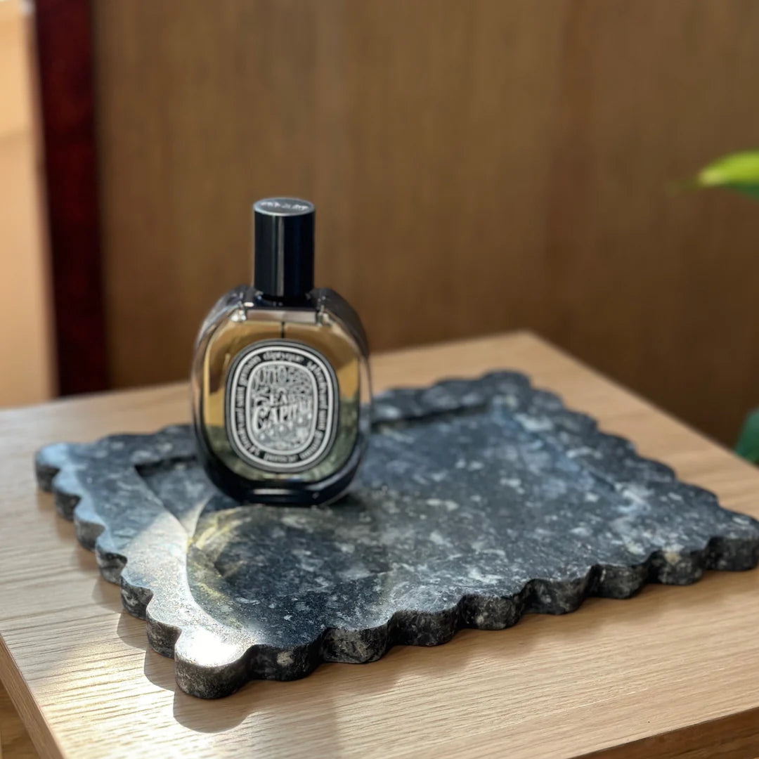 Scallop Edge Long Marble Box Tray | Charcoal