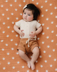 Organic Cotton Ribbed Short Sleeve Onesie | Vanilla