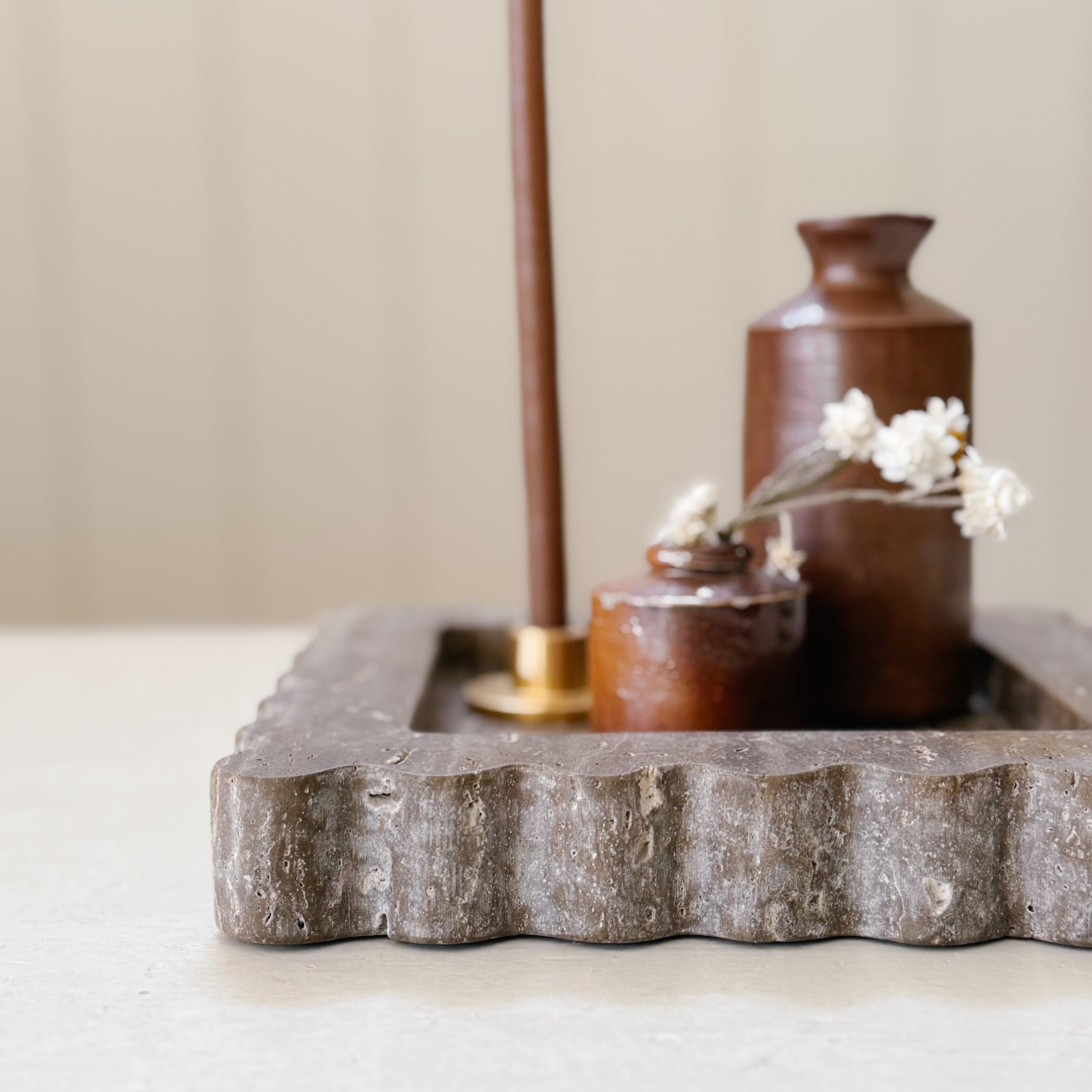 Scallop Edge Marble Box Tray | Affogato Grey