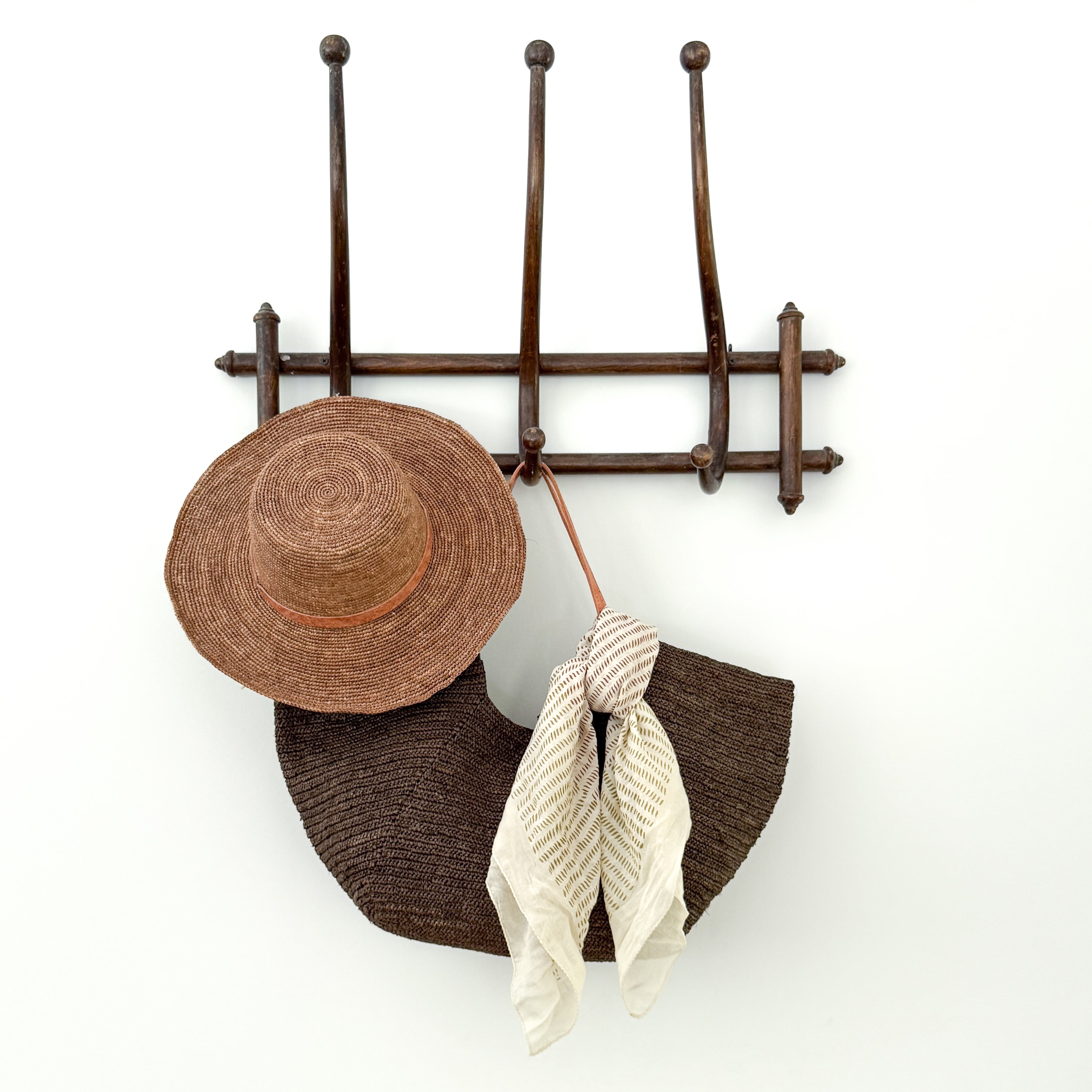 French Market Raffia Sun Hat with Leather Band