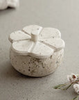 Ruffled Travertine Lidded Trinket Dish | Bone