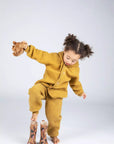 Kids Organic Wool Fleece Button-Down Jacket | Saffron