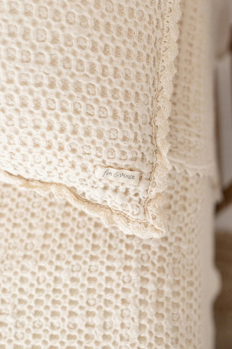 Waffle Knit Ivory Blanket | Twin