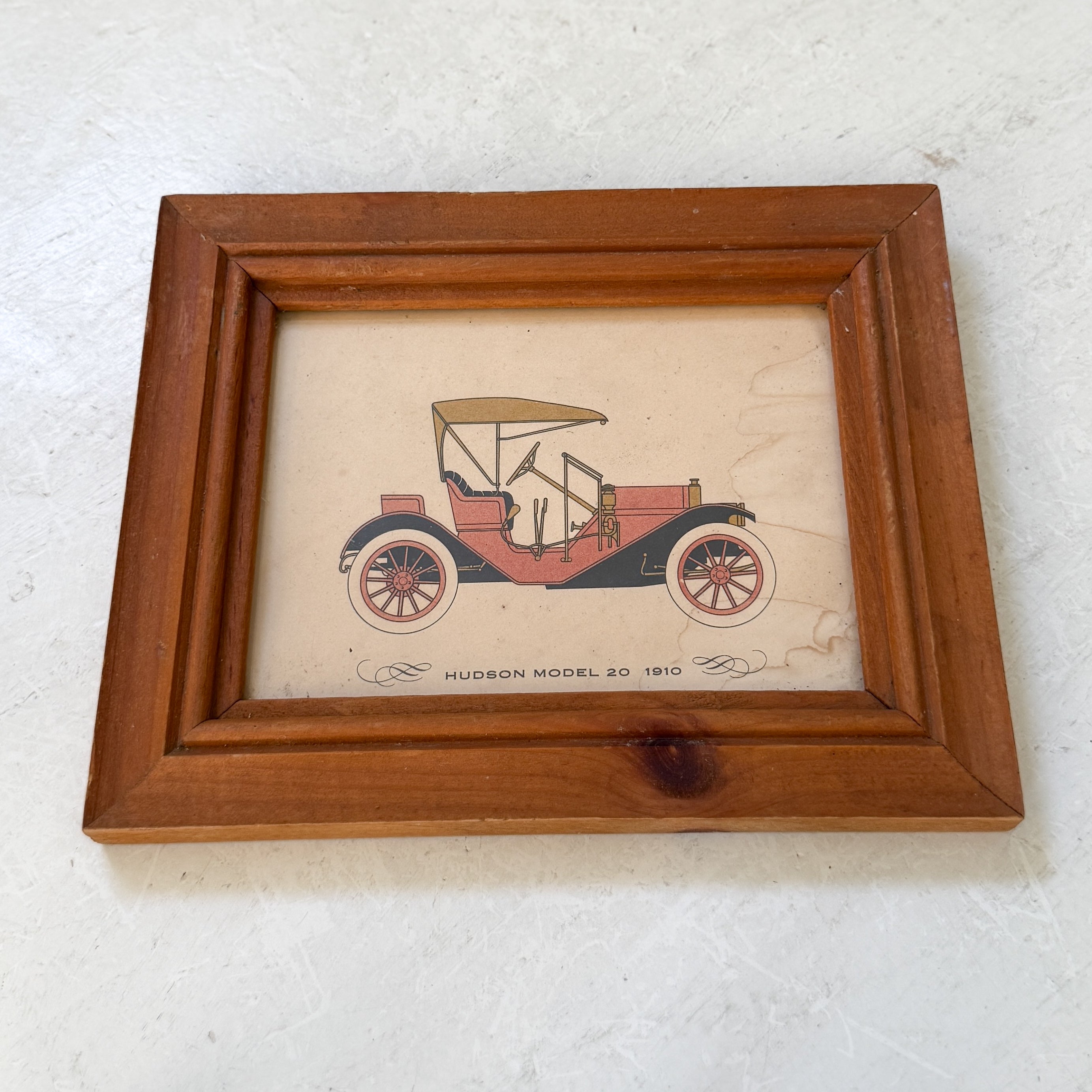 Collection of Framed Vintage Cars circa 1800s &amp; 1900s