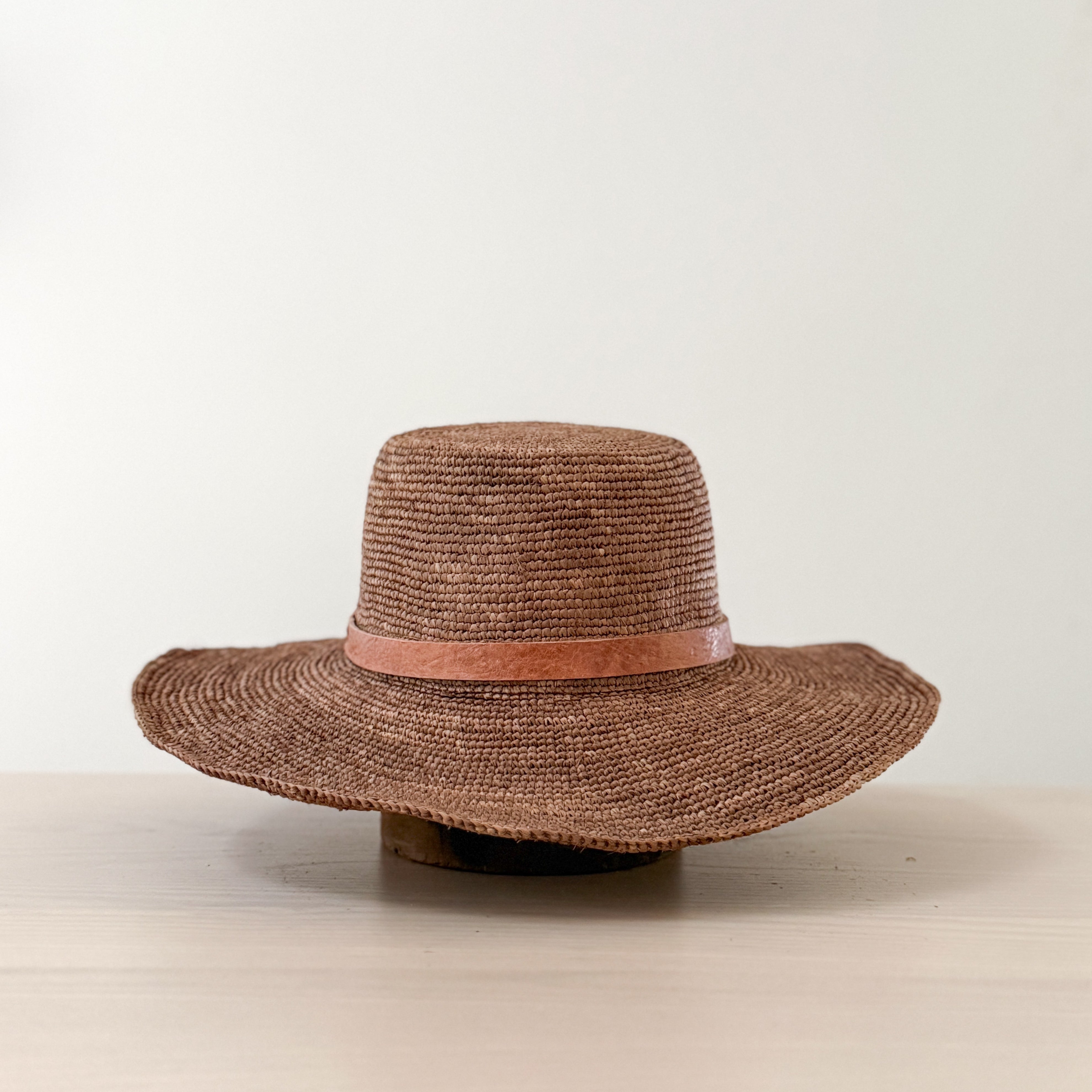 French Market Raffia Sun Hat with Leather Band