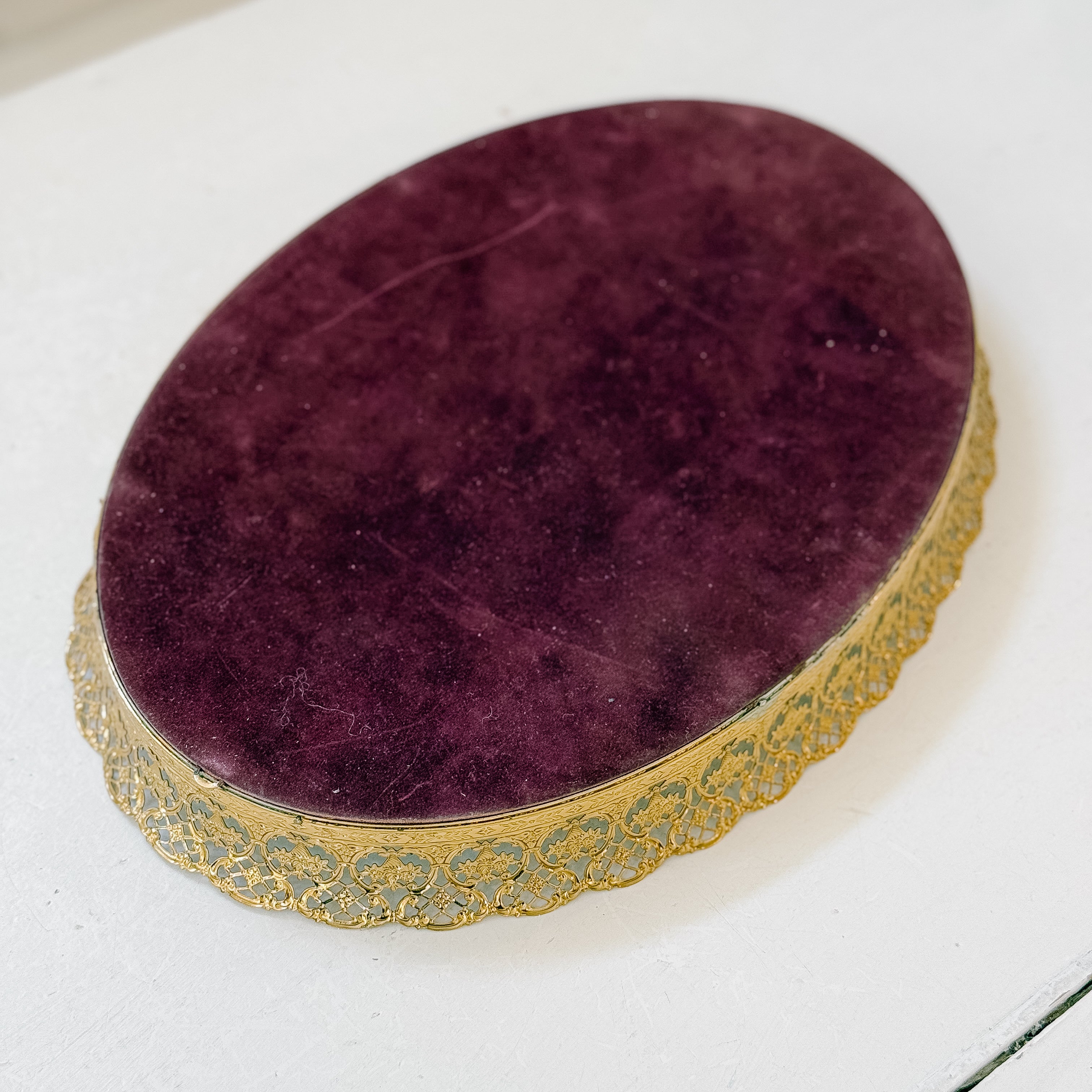 Vintage Gold Mirrored Filigree Vanity Tray | Large