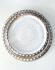 Round Scalloped Potter's Trays | Speckled White