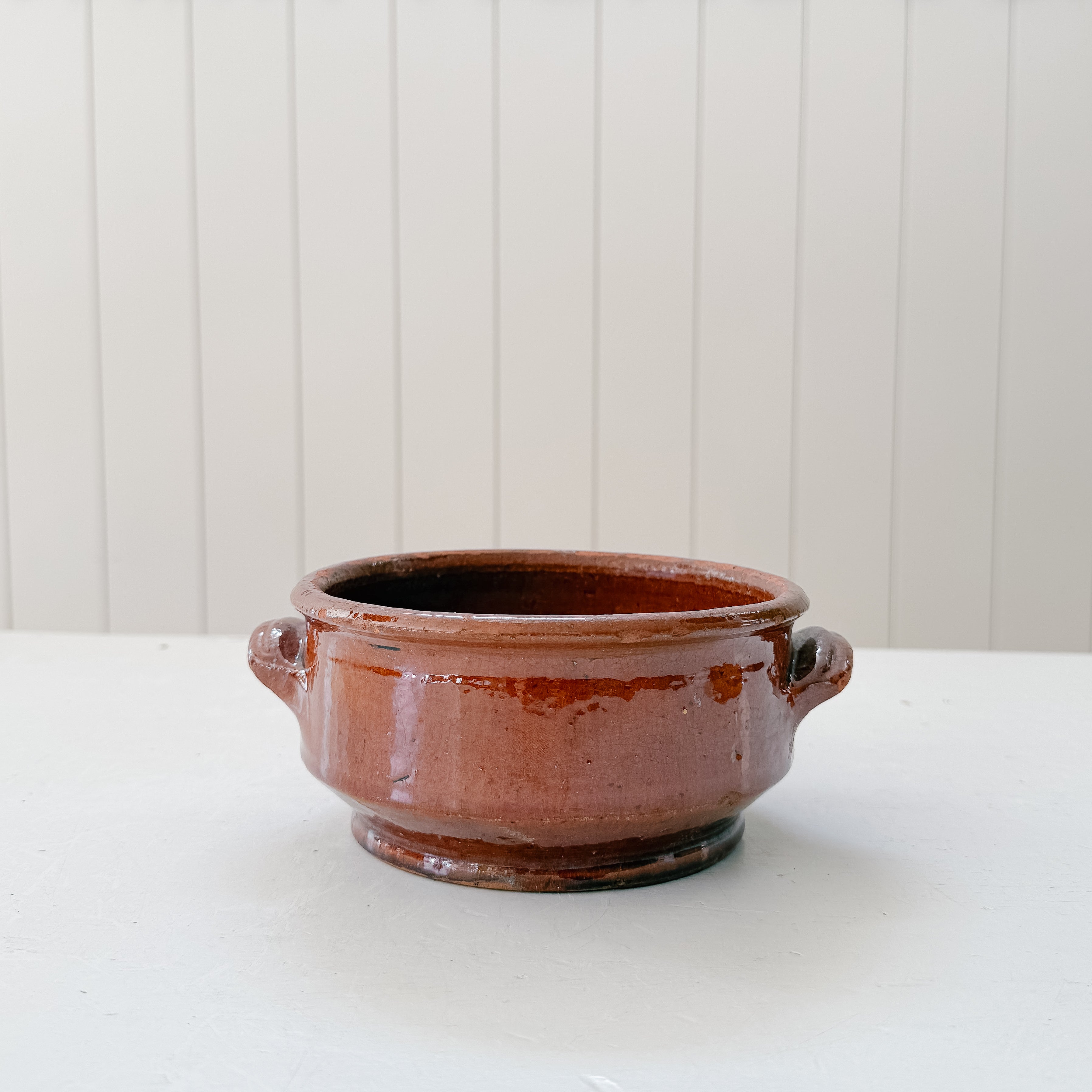 Vintage French Slip Glazed Terracotta Potbelly Bowls