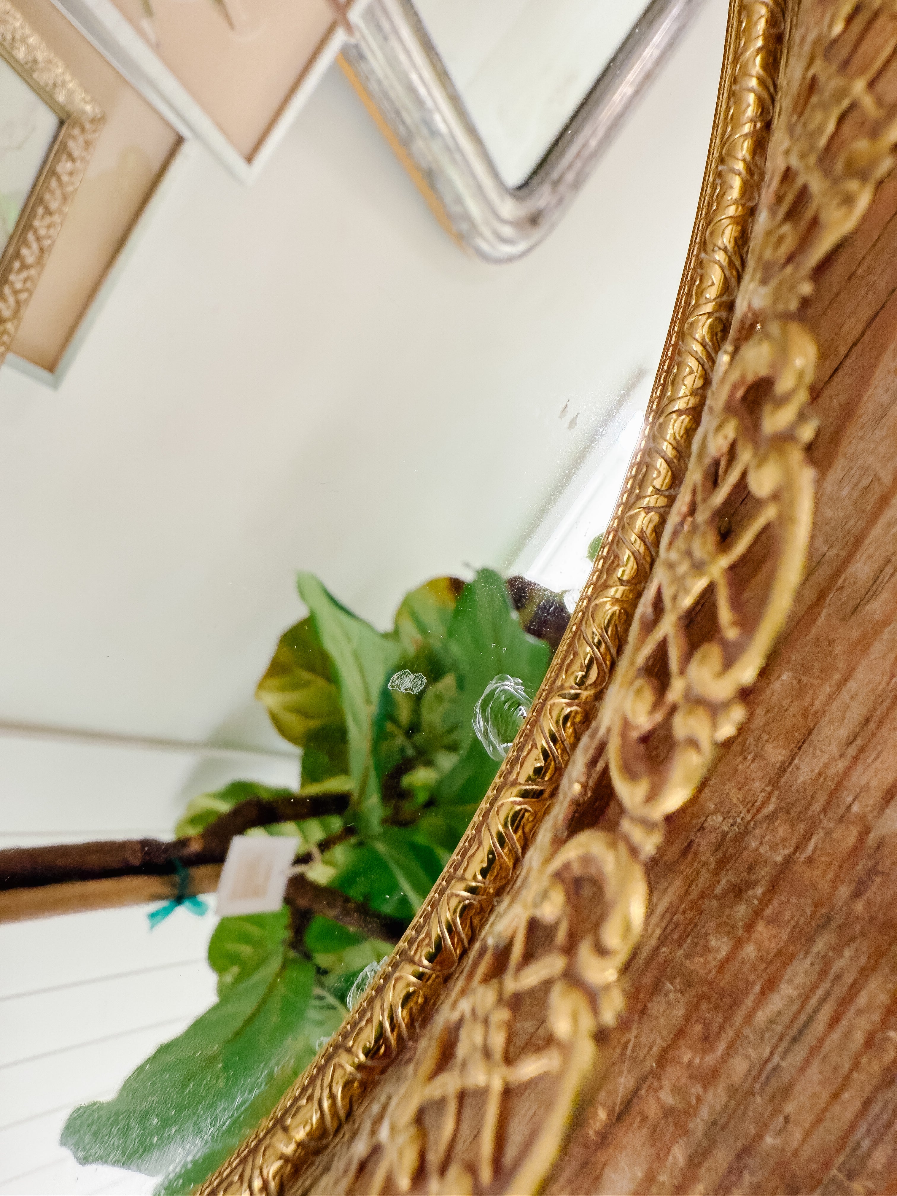 Vintage Gold Mirrored Filigree Vanity Tray | Large