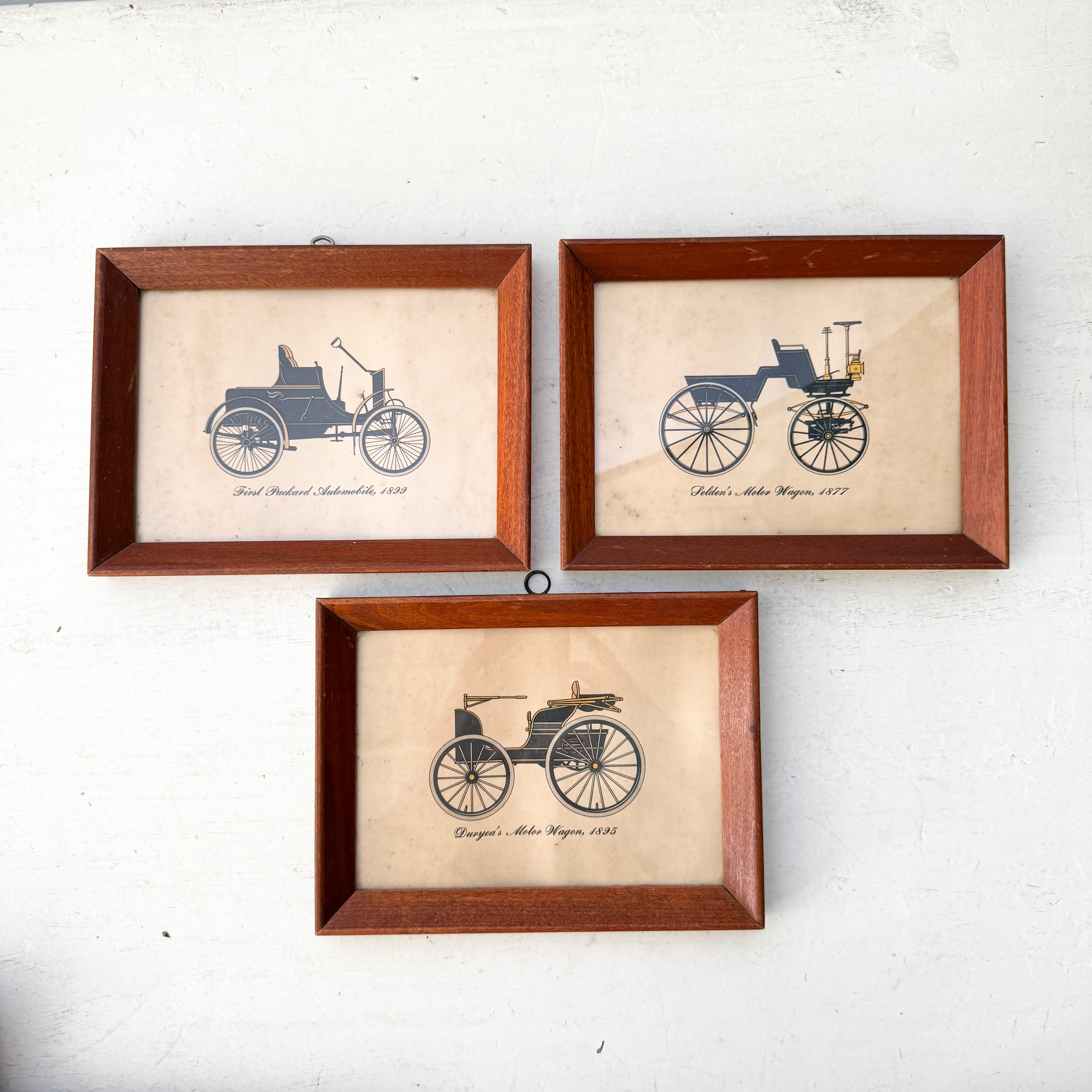 Collection of Framed Vintage Cars circa 1800s &amp; 1900s