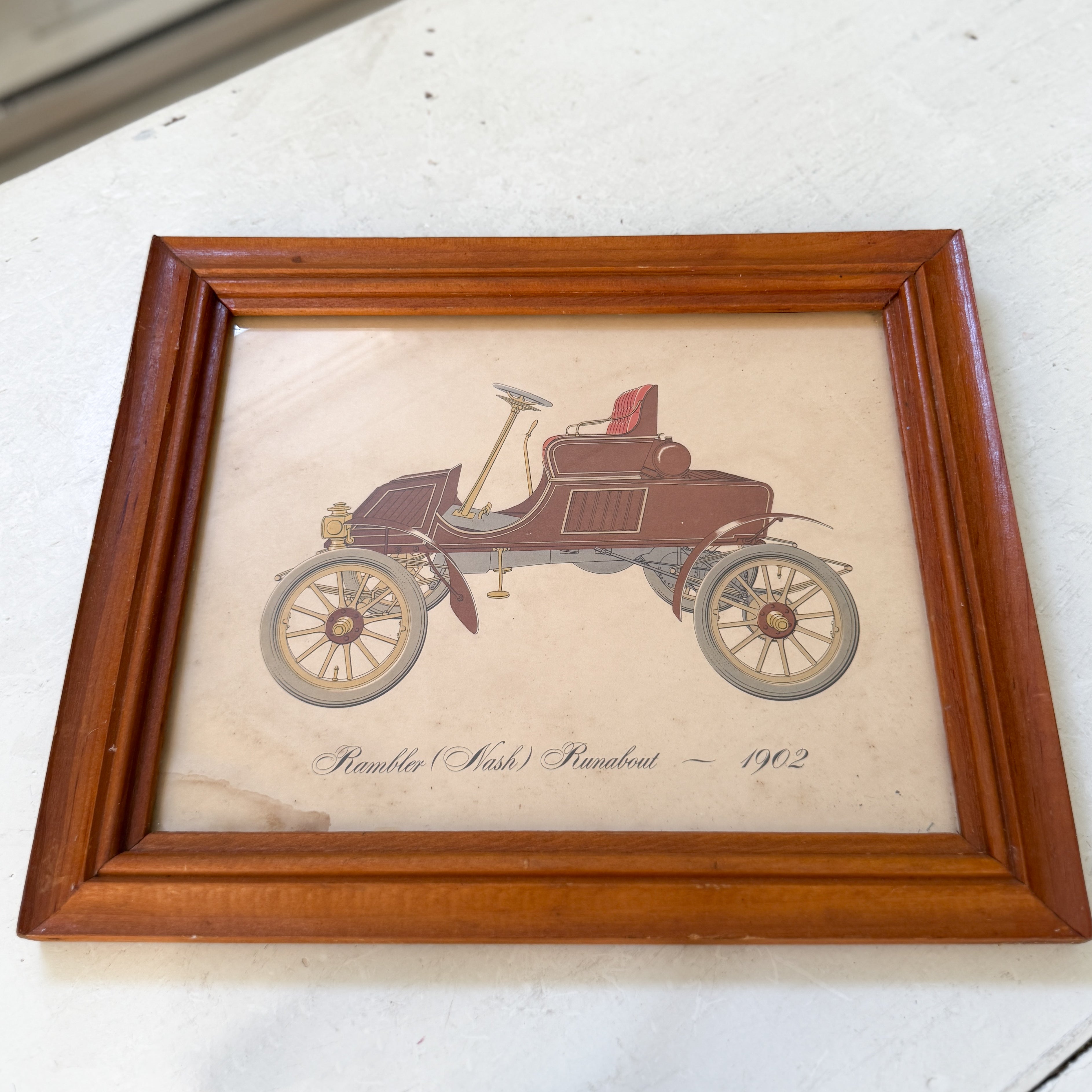 Collection of Framed Vintage Cars circa 1800s &amp; 1900s