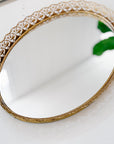 Vintage Gold Mirrored Filigree Vanity Tray | Large