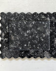 Scallop Edge Long Marble Box Tray | Charcoal