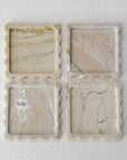 Scallop Edge Matcha Marble Box Coasters | Set of 4