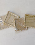Scallop Edge Matcha Marble Box Coasters | Set of 4