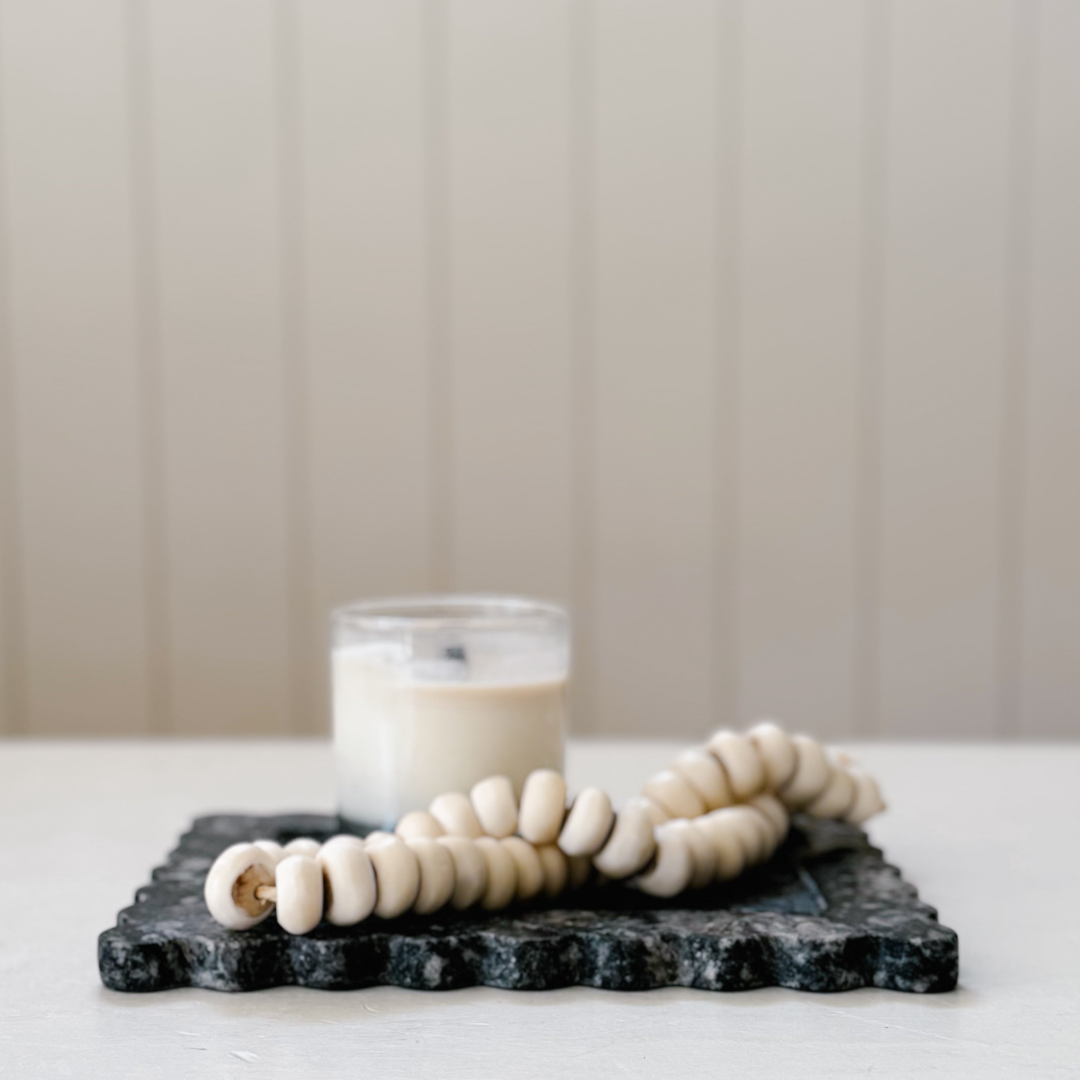 Scallop Edge Long Marble Box Tray | Charcoal