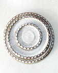 Round Scalloped Potter's Trays | Speckled White