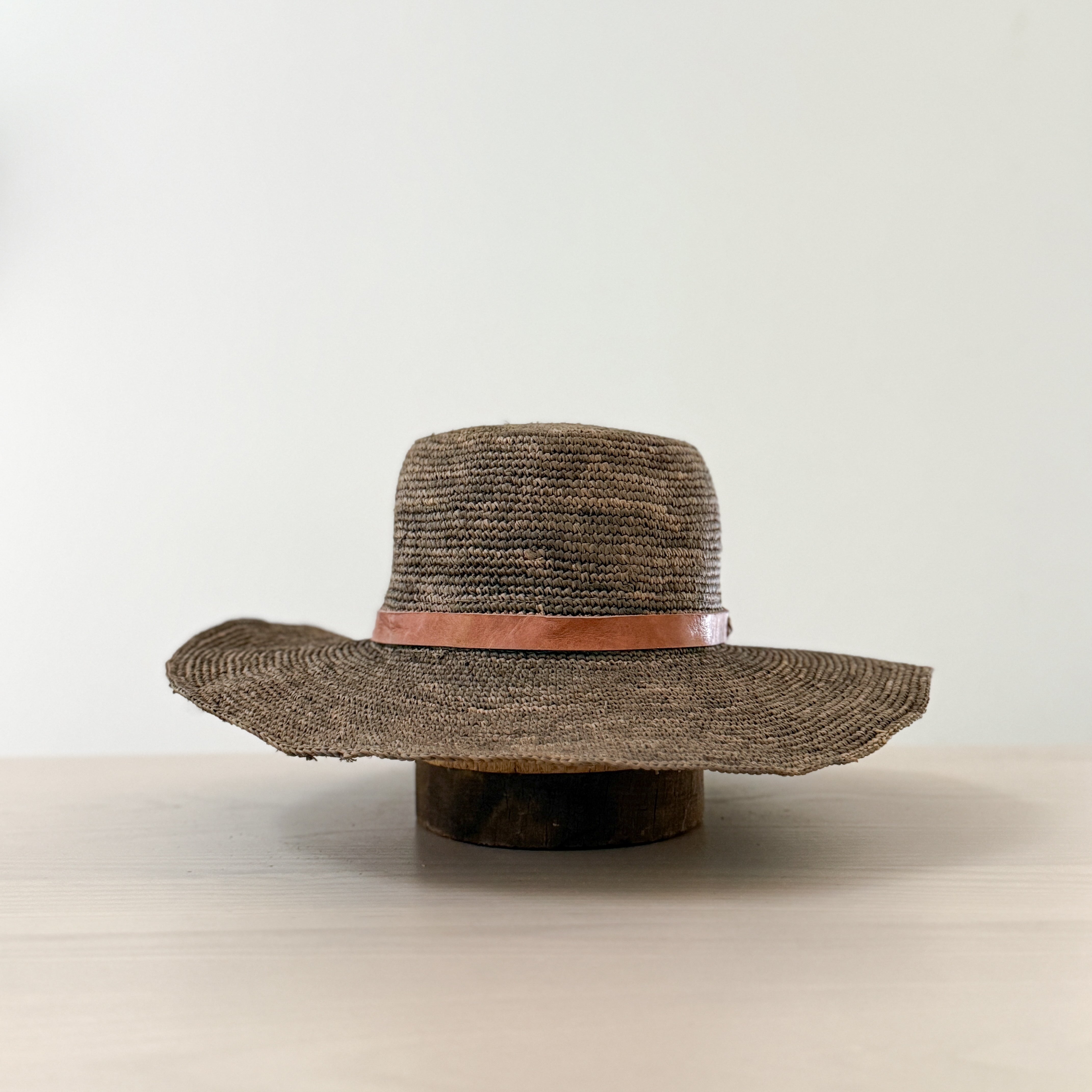 French Market Raffia Sun Hat with Leather Band
