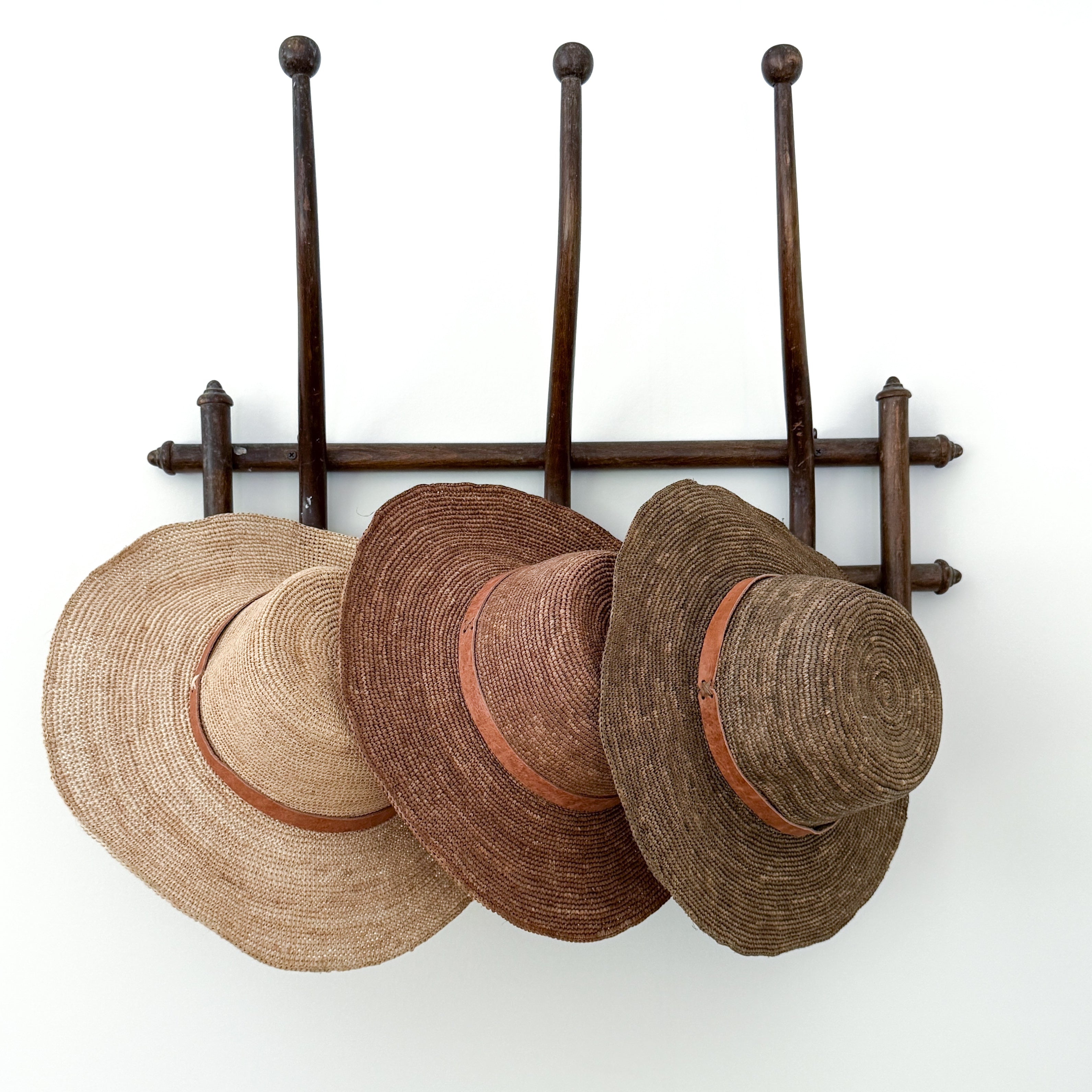 French Market Raffia Sun Hat with Leather Band