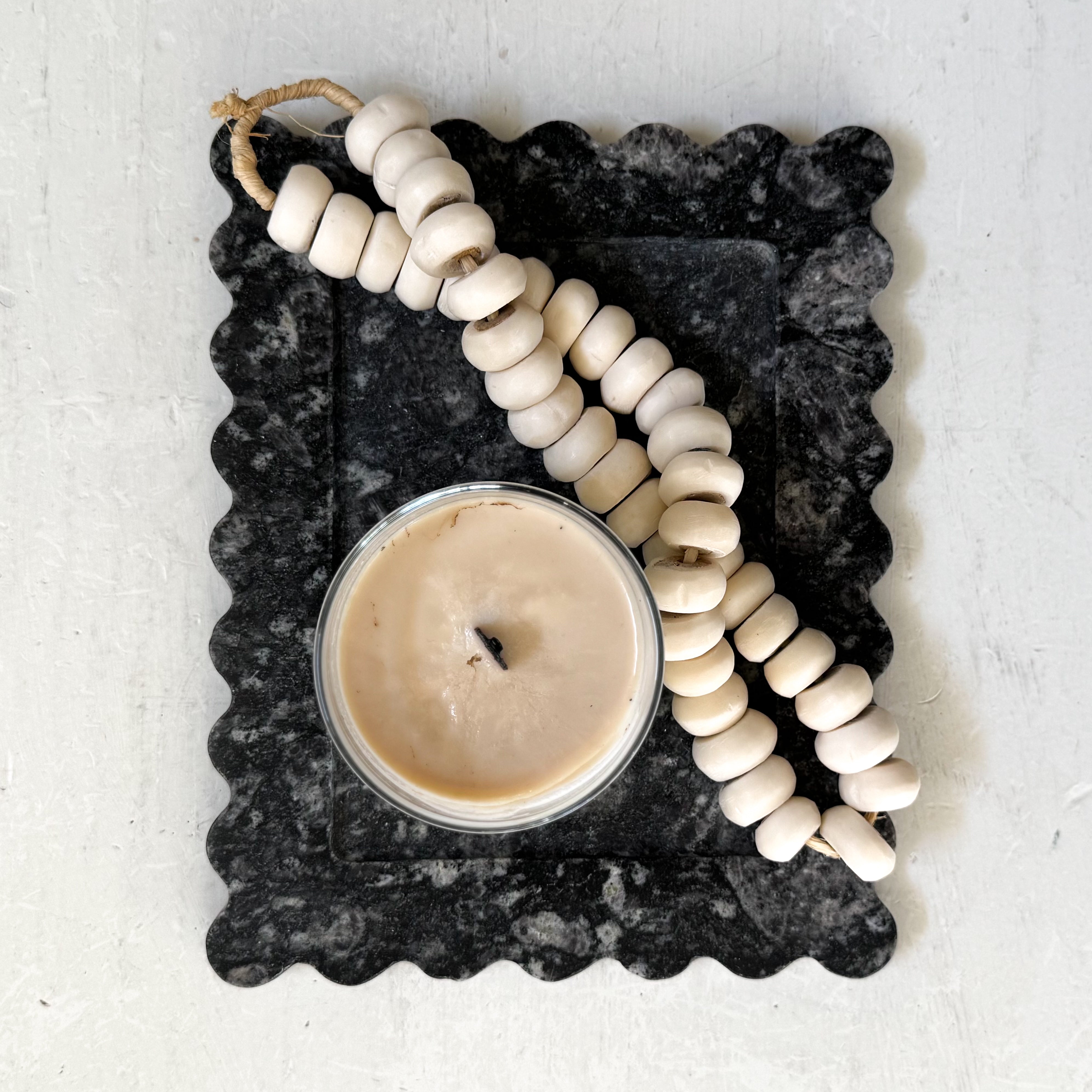 Scallop Edge Long Marble Box Tray | Charcoal