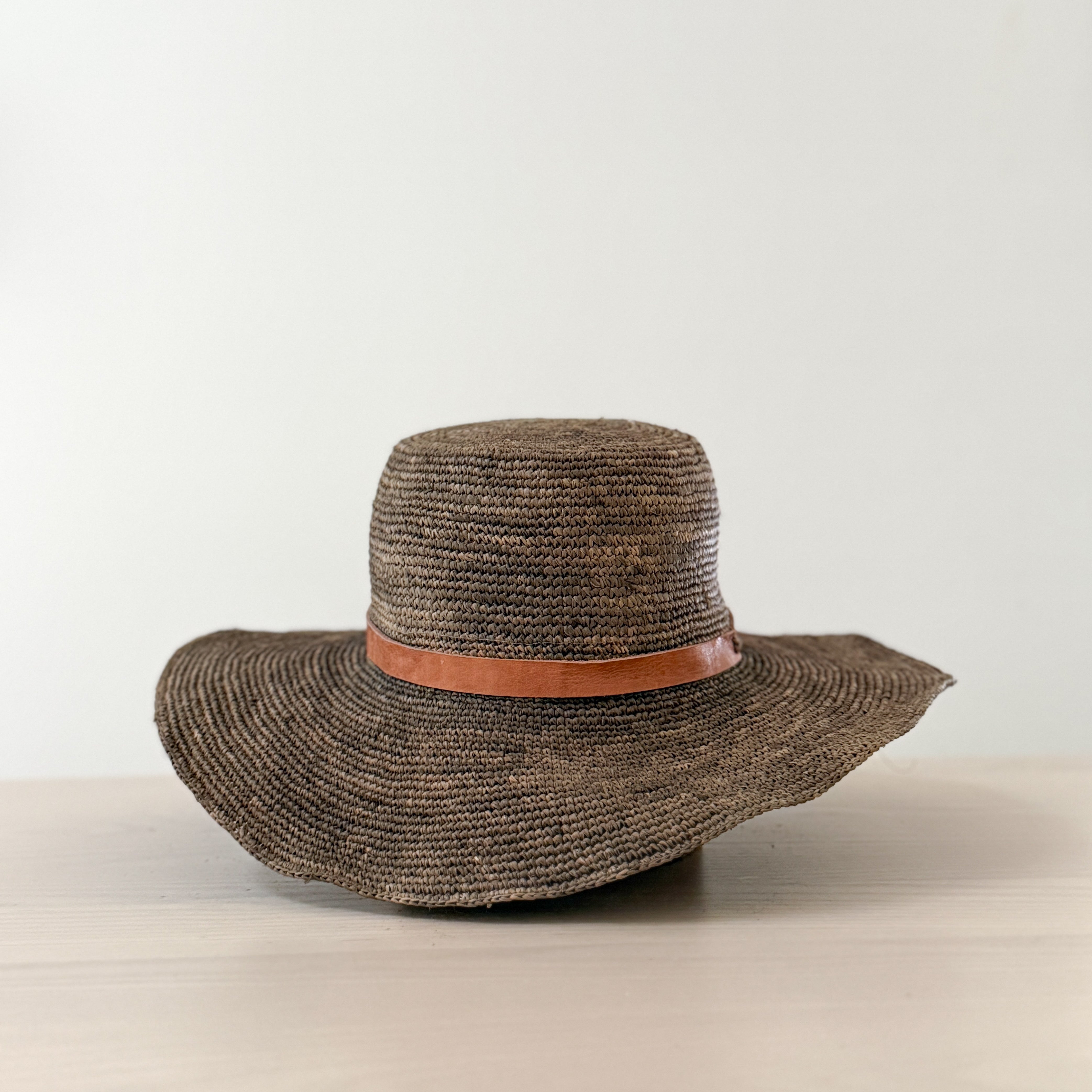 French Market Raffia Sun Hat with Leather Band