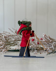 Handmade New England XC Skier Ornament | Poinsettia