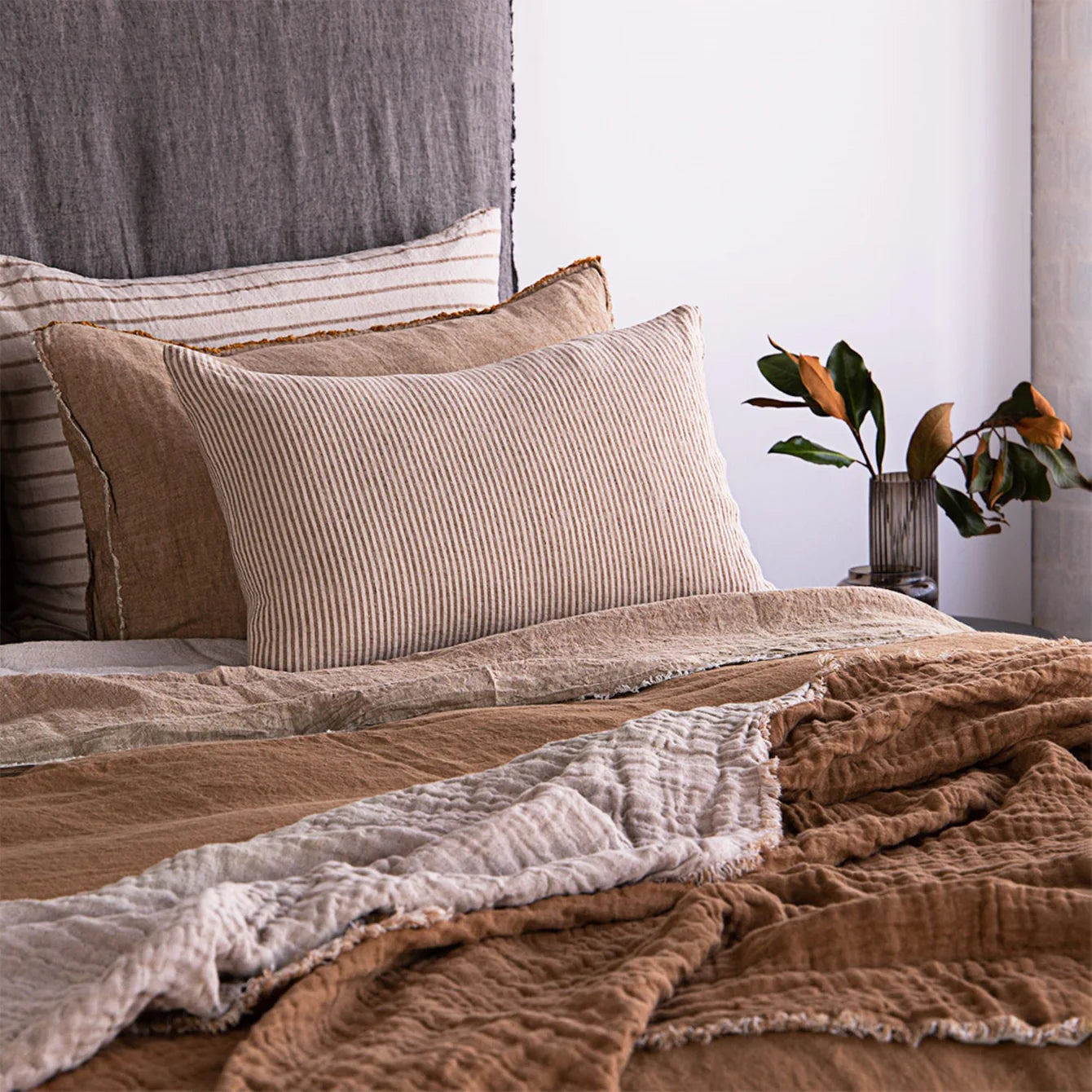 Basix Linen Stripe Cushion Cover | Throw Pillow