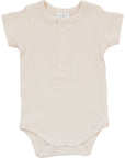 Organic Cotton Ribbed Short Sleeve Onesie | Vanilla