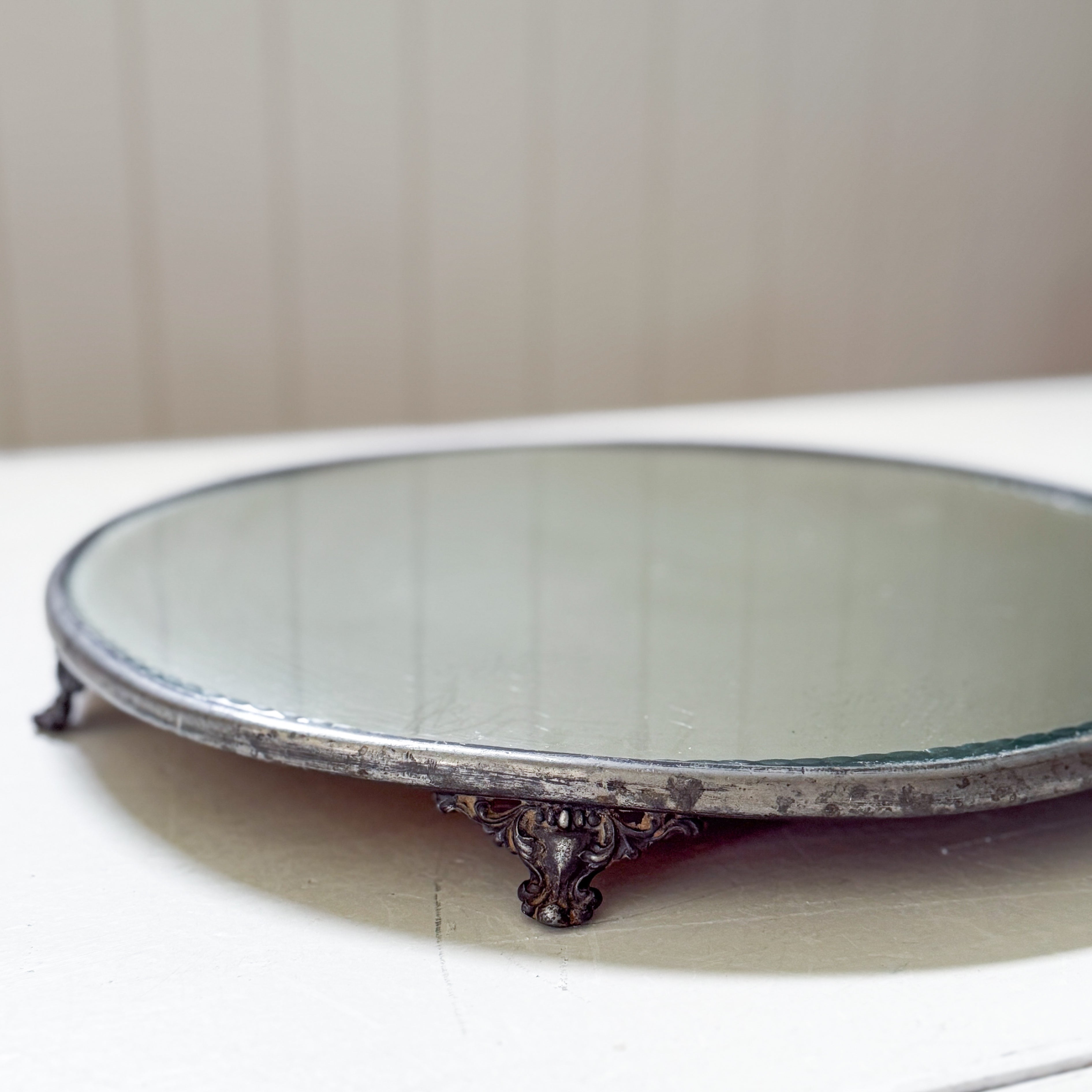 19th Century Antique Silver Mirror Plateau Trays