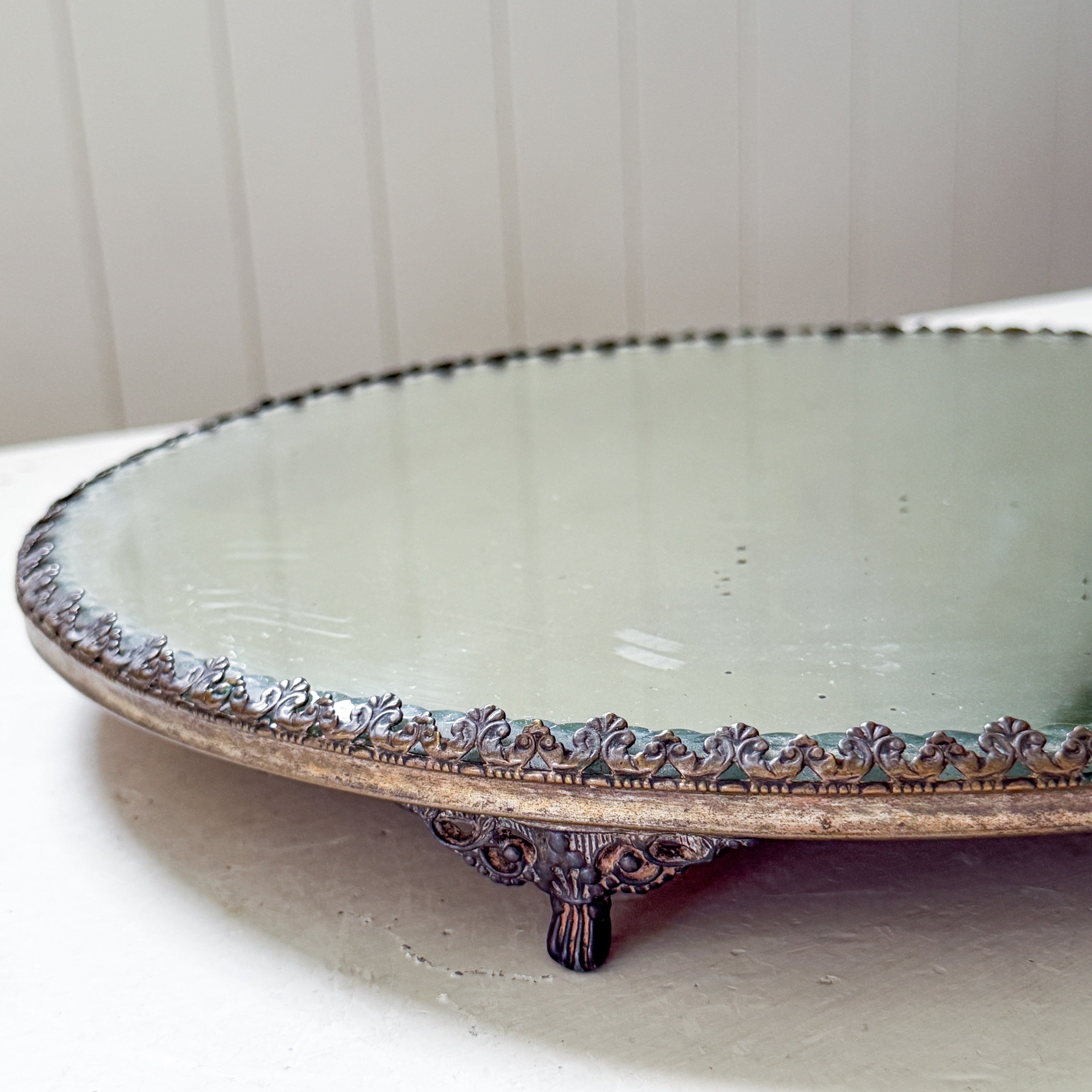 19th Century Antique Silver Mirror Plateau Trays