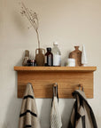 Oak Storage Shelf with Hooks